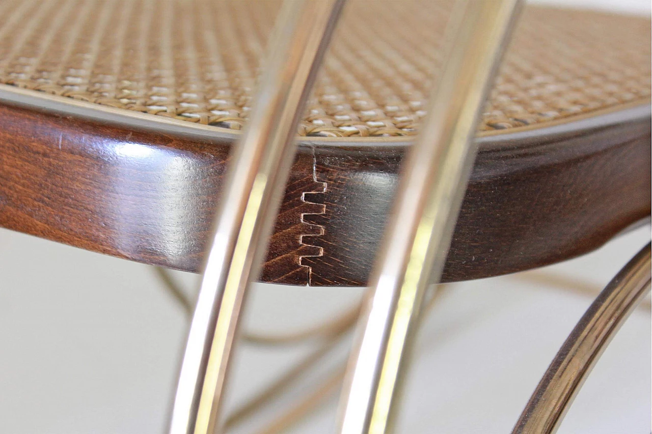 Sedia a dondolo in ottone e paglia di Vienna nello stile di Thonet 1231894