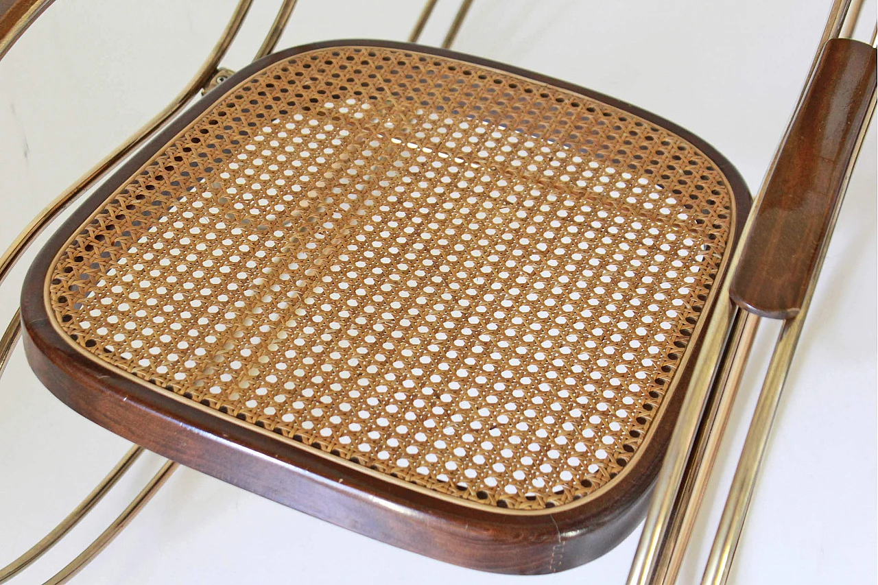Sedia a dondolo in ottone e paglia di Vienna nello stile di Thonet 1231897