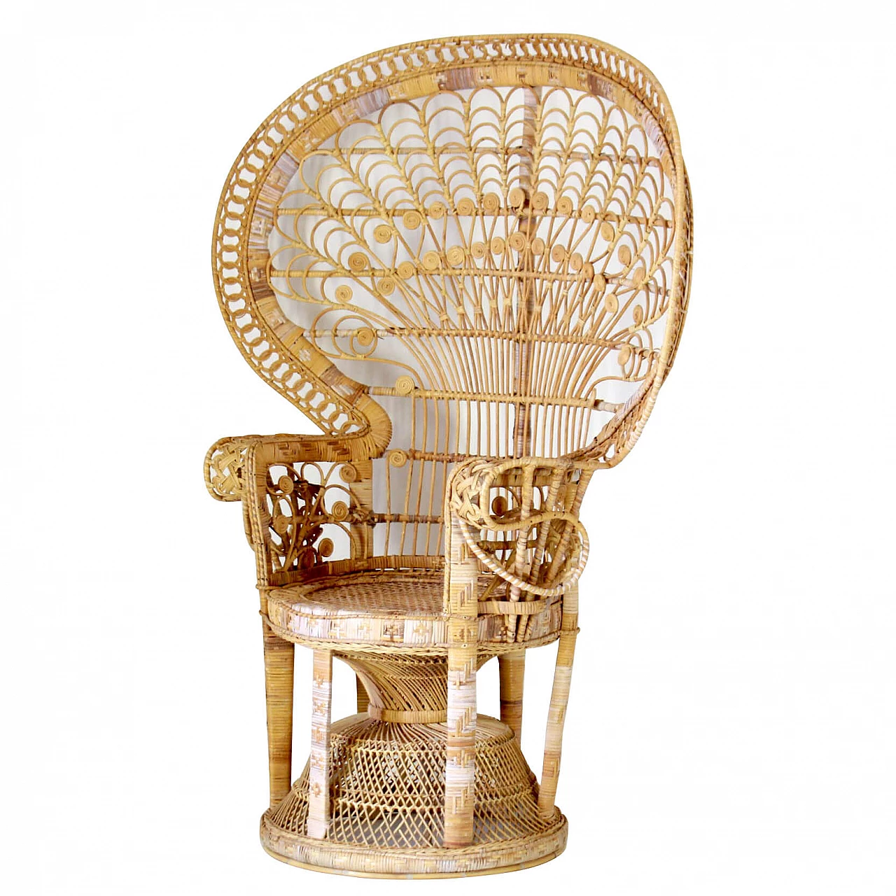 Poltrona da giardino Pavone in vimini, anni '60 intOndo