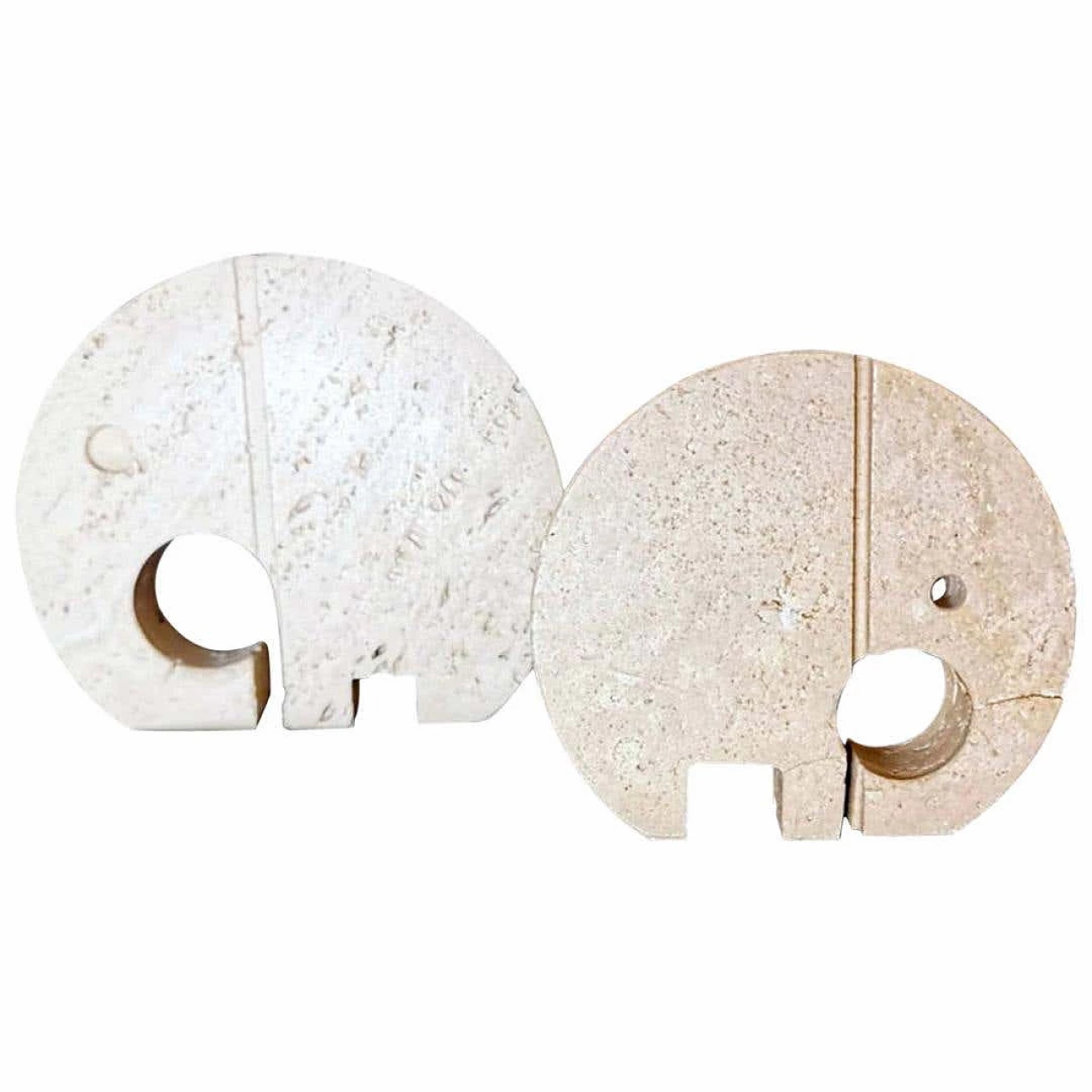 Pair of elephant in travertine by Fratelli Mannelli, 70s 1232264