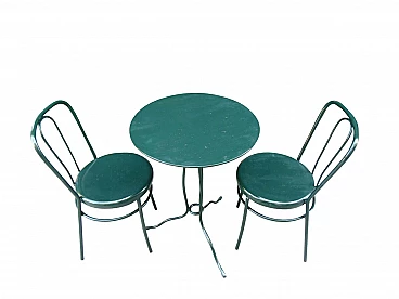 Tavolo e coppia di sedie da giardino, anni '50