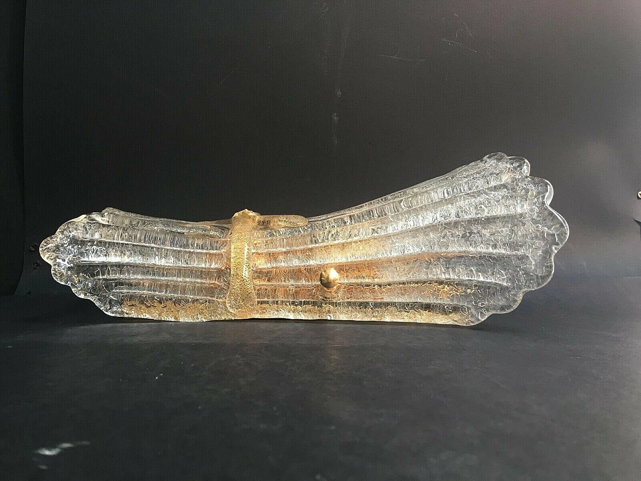 Applique in vetro e metallo in bagno d'oro di Italamp, anni '80 1232392