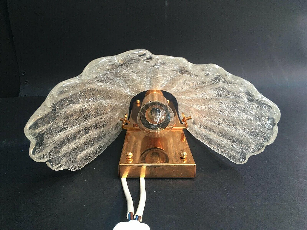 Applique in vetro e metallo in bagno d'oro di Italamp, anni '80 1232393