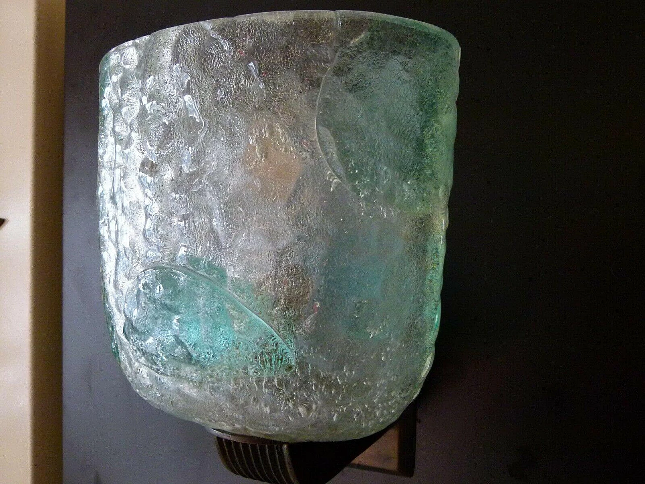 Wall lamp in Sommerso Murano glass and bronze by Seguso, 50s 1232468