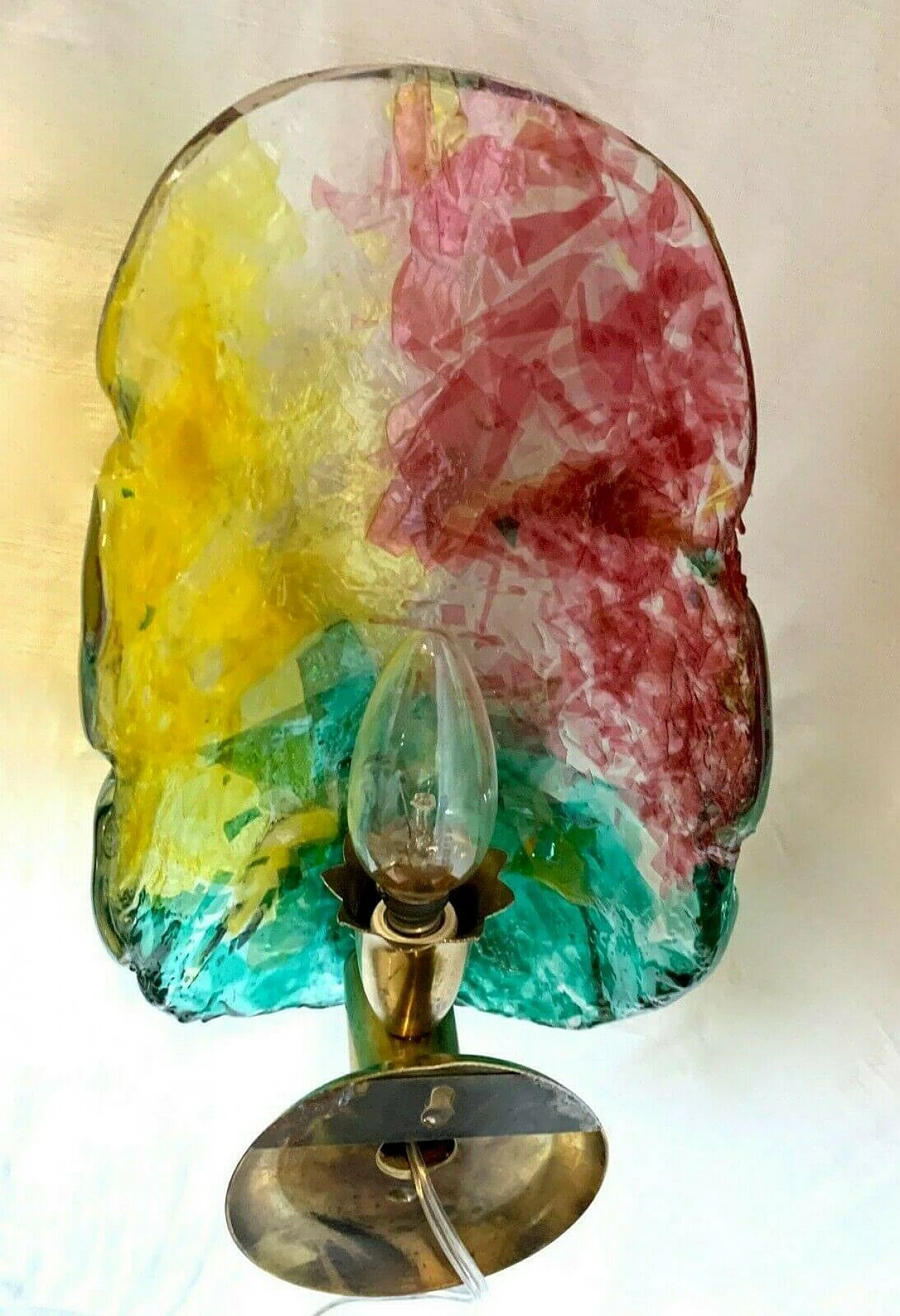 Applique in vetro di Murano e ottone di Gino Cenedese, anni '50 1232481