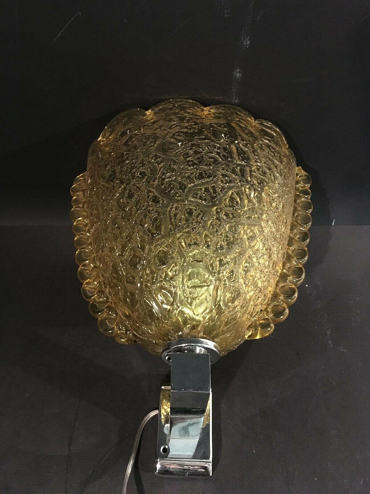 Wall lamp in Murano glass and chromed metal by Barovier and Toso, 60s 1232499