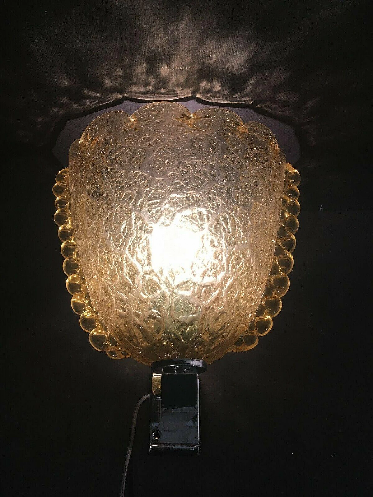 Wall lamp in Murano glass and chromed metal by Barovier and Toso, 60s 1232502