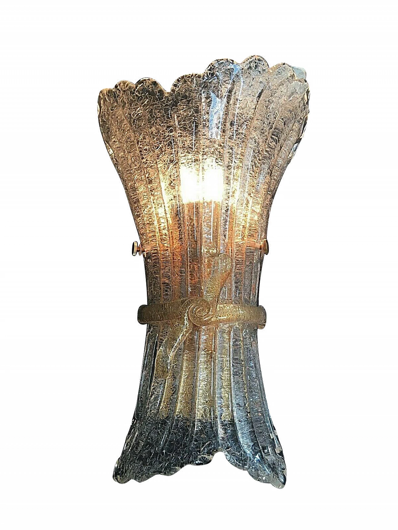 Applique in vetro e metallo in bagno d'oro di Italamp, anni '80 1232739