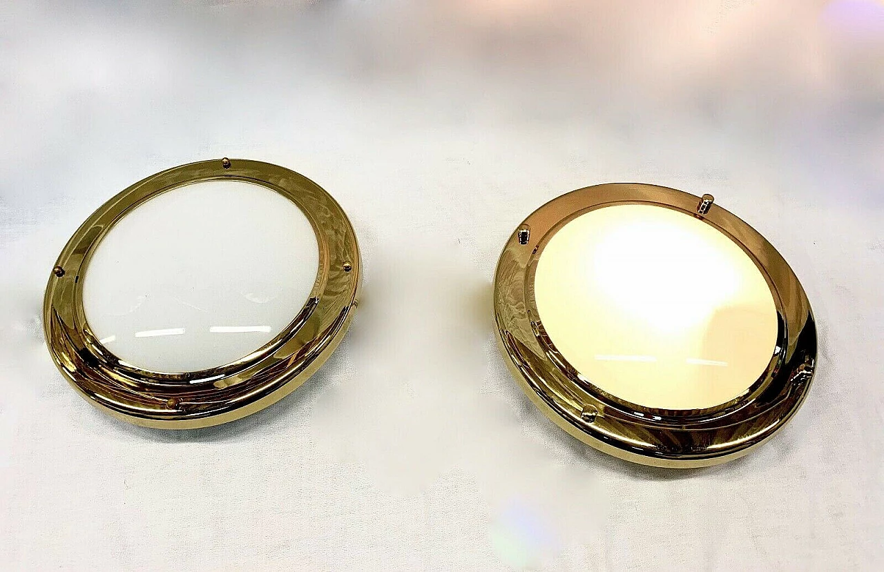 Pair of wall lamps in Murano glass and brass by Forcato, 80s 1232940