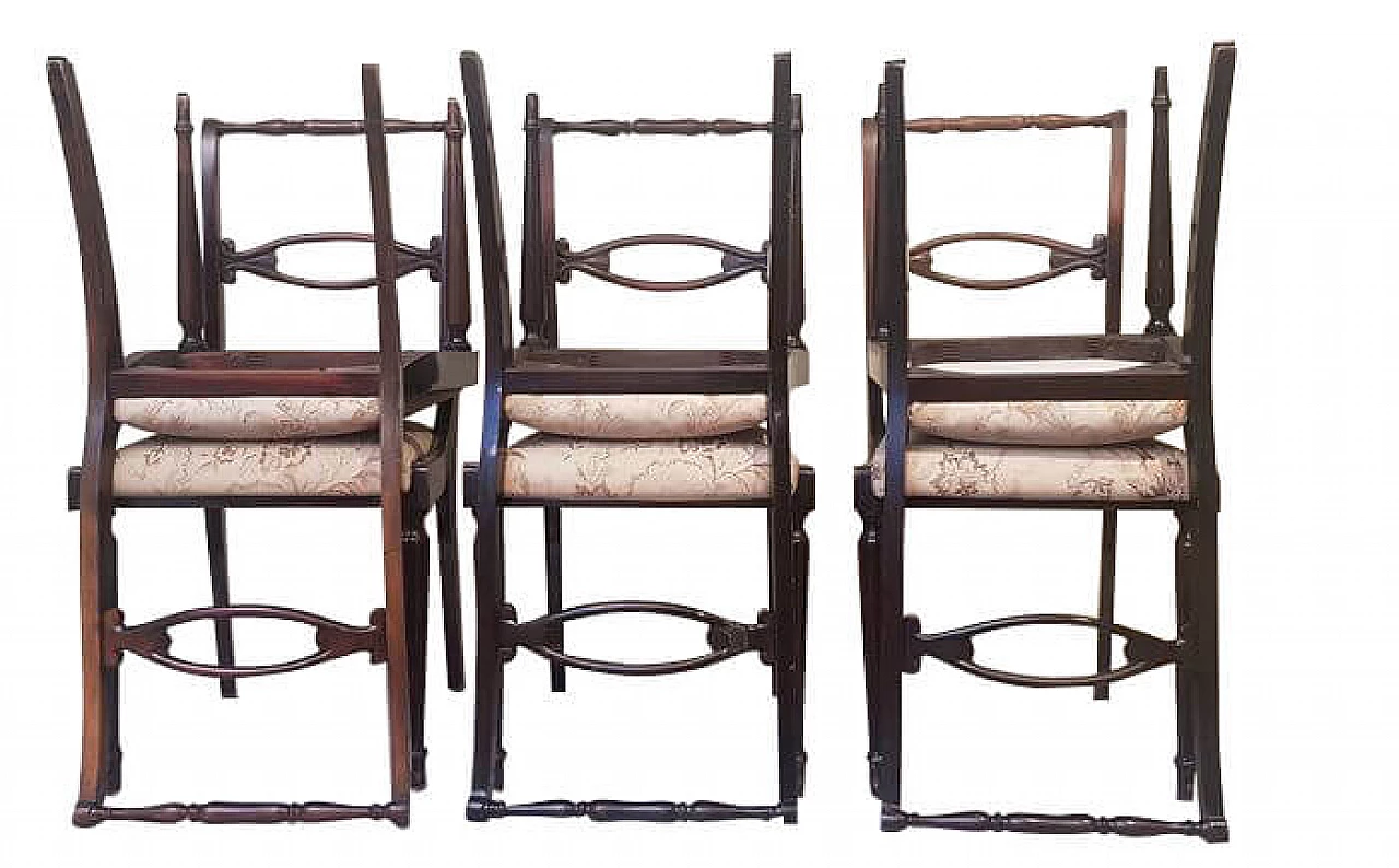 6 Chairs in wood and fabric, 40s 1233008