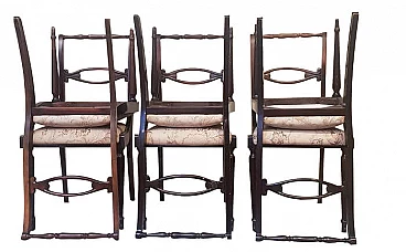 6 Chairs in wood and fabric, 40s