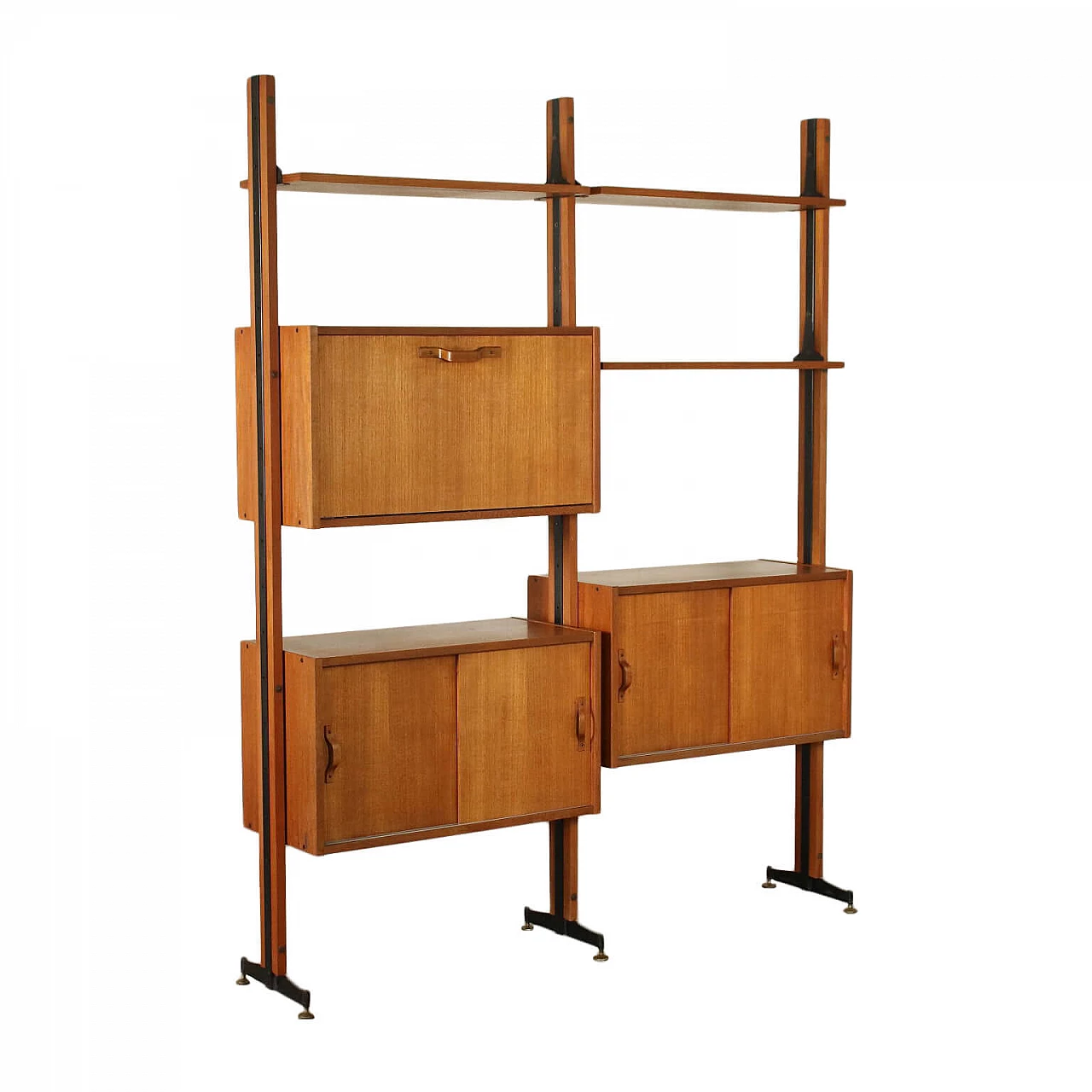 Bookcase in teak and metal, 60s 1233123