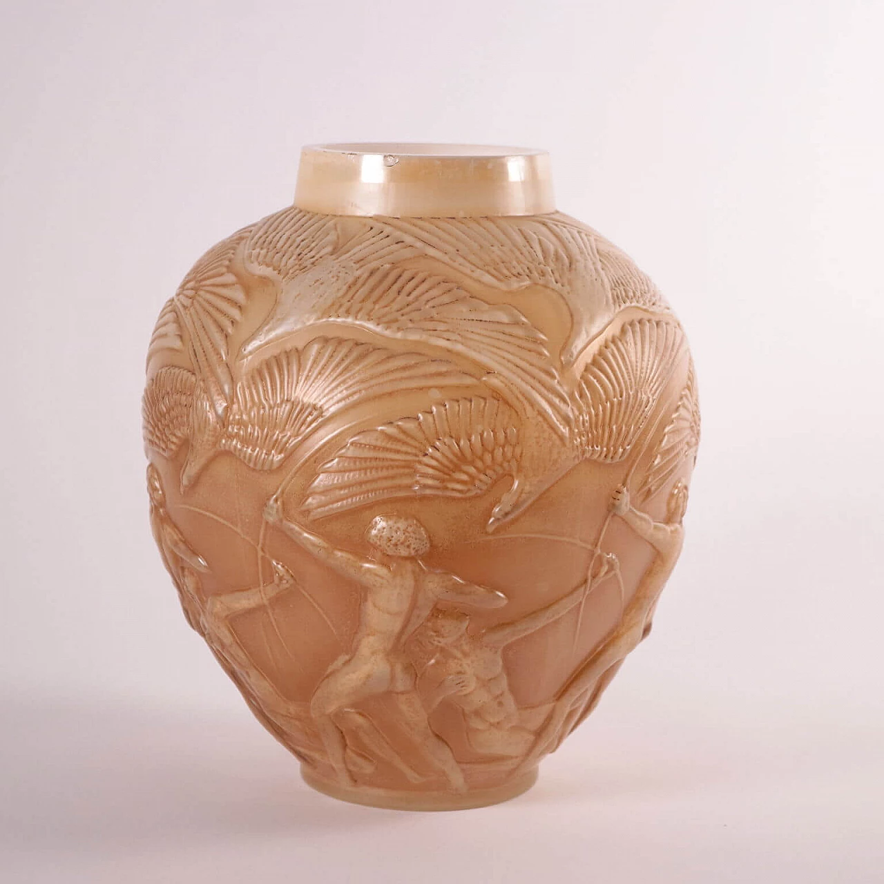 Vase in glass with relief decoration, 30s 1233187