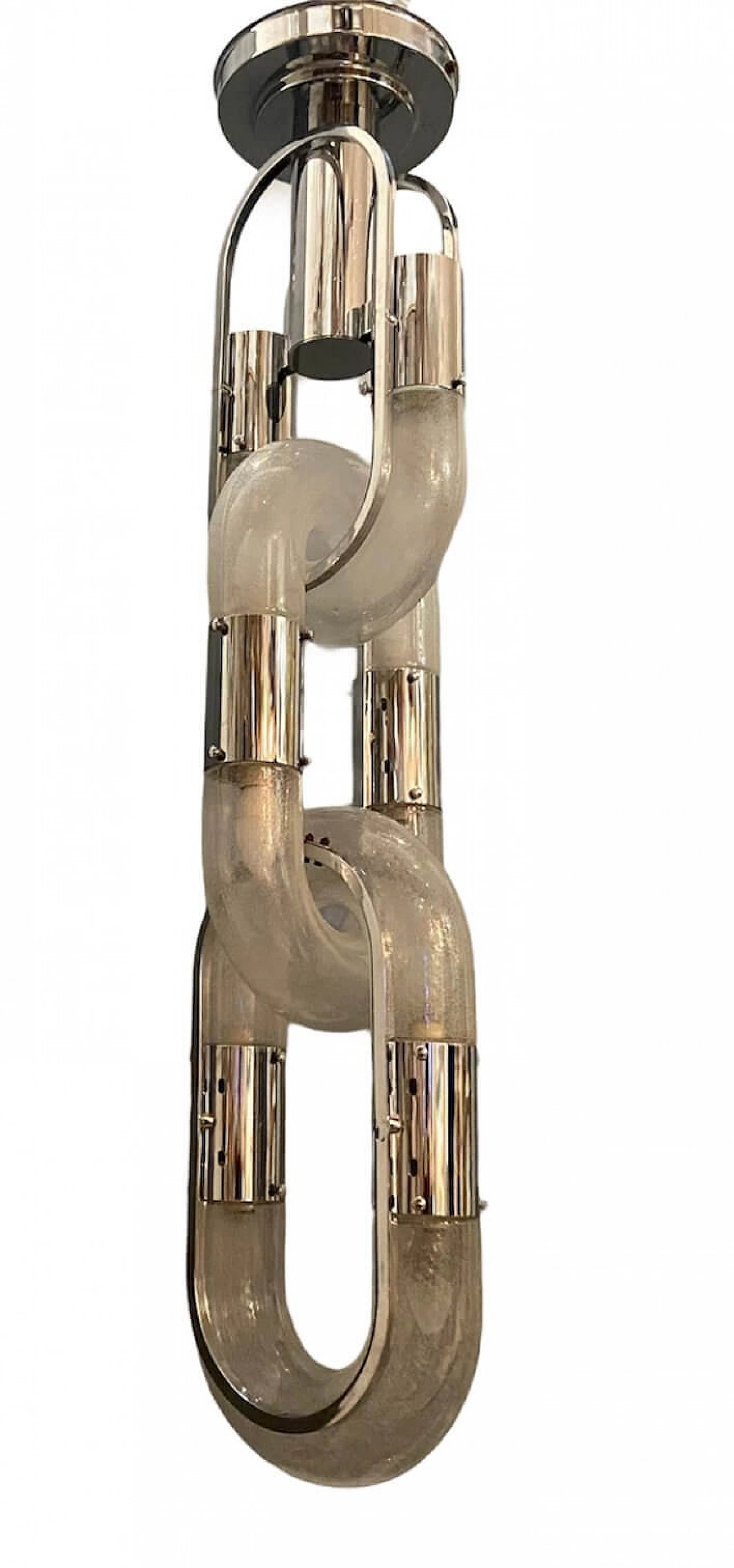 Lampadario a catena in vetro di Murano di Aldo Nason, anni '60 1233190