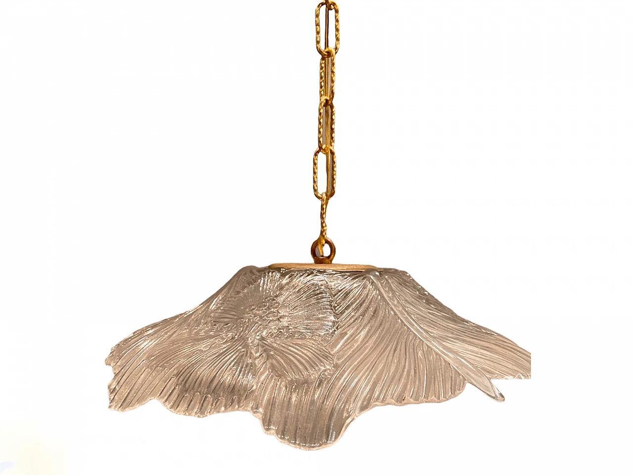 Pair of pendant lamps in glass and brass, 1960s 1233220