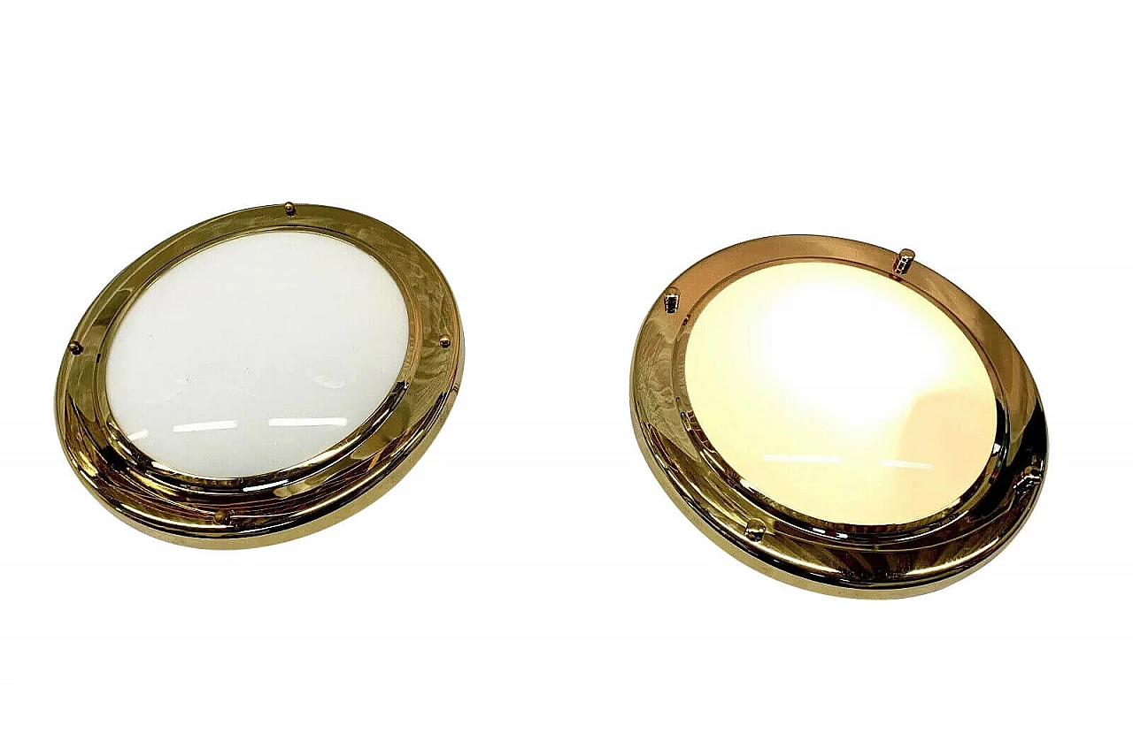 Pair of wall lamps in Murano glass and brass by Forcato, 80s 1233345
