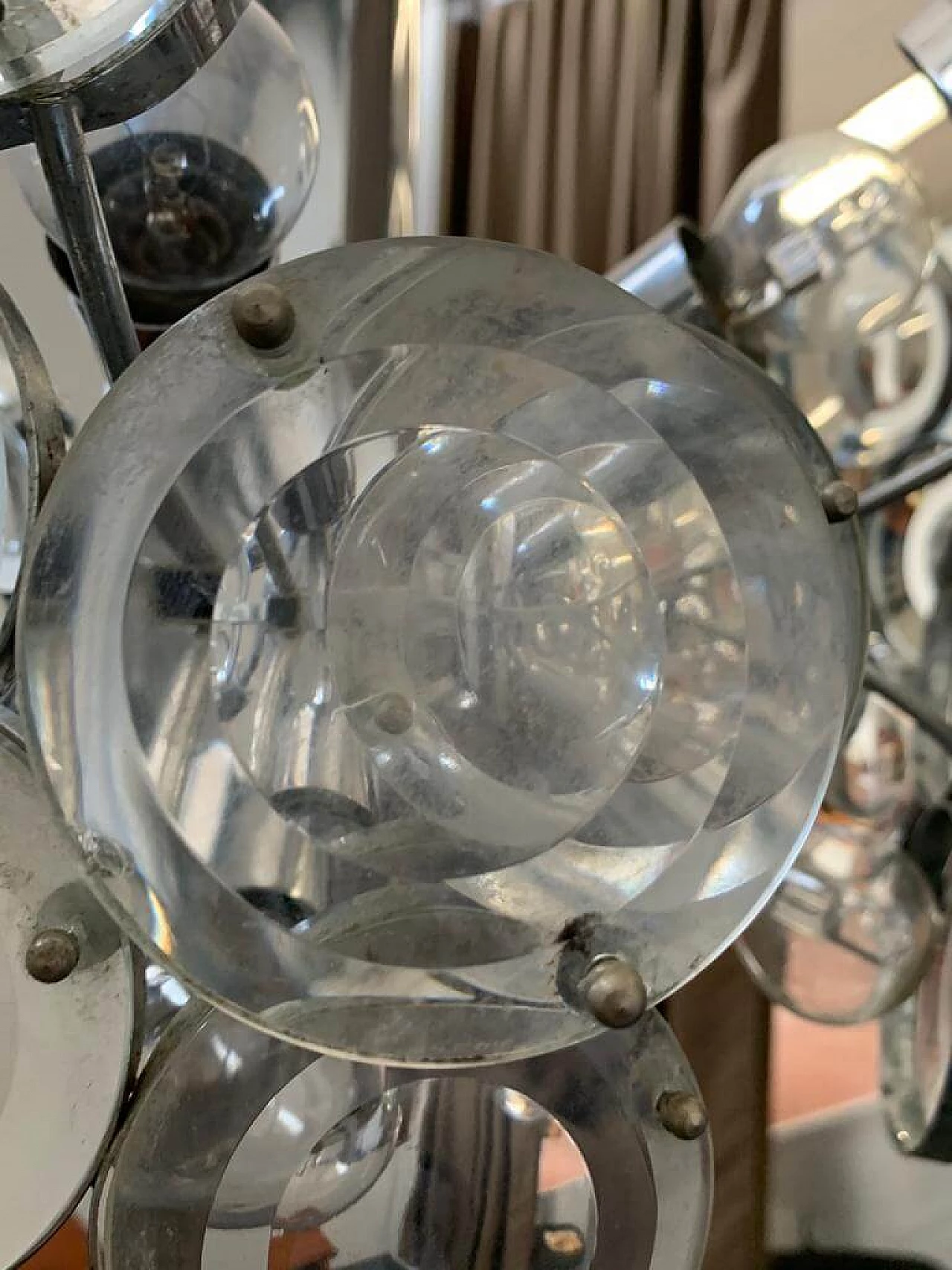 Lampadario Sputnik di Oscar Torlasco con 10 luci, anni '70 1233370