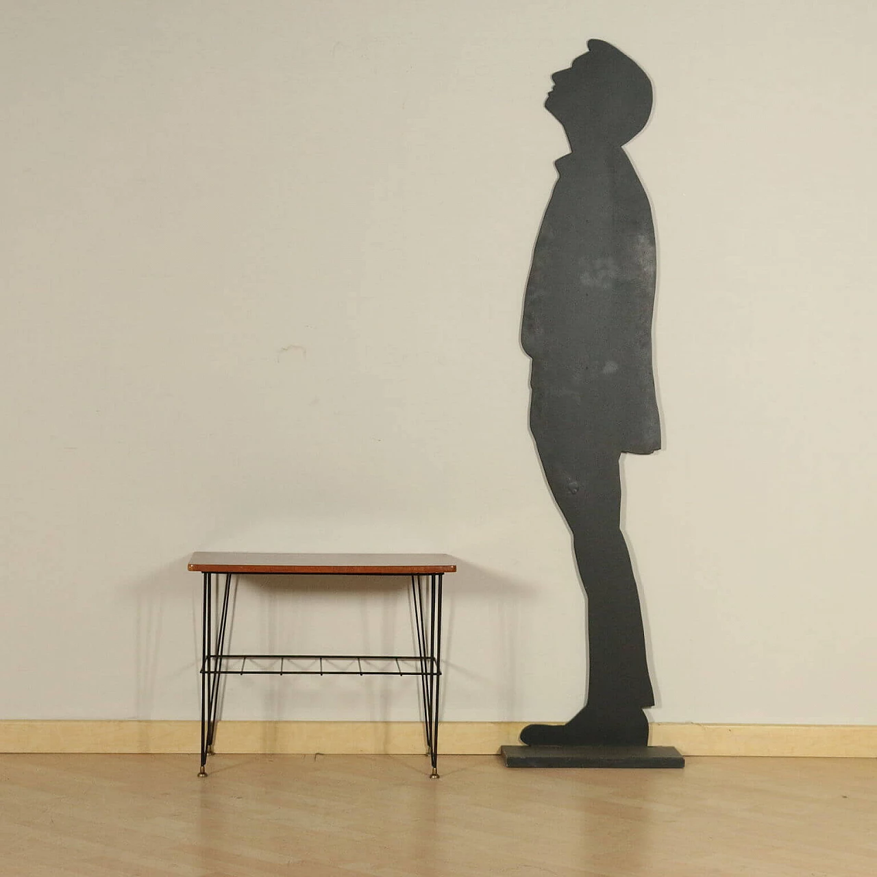 Tavolino in mogano e metallo, anni '60 1233415