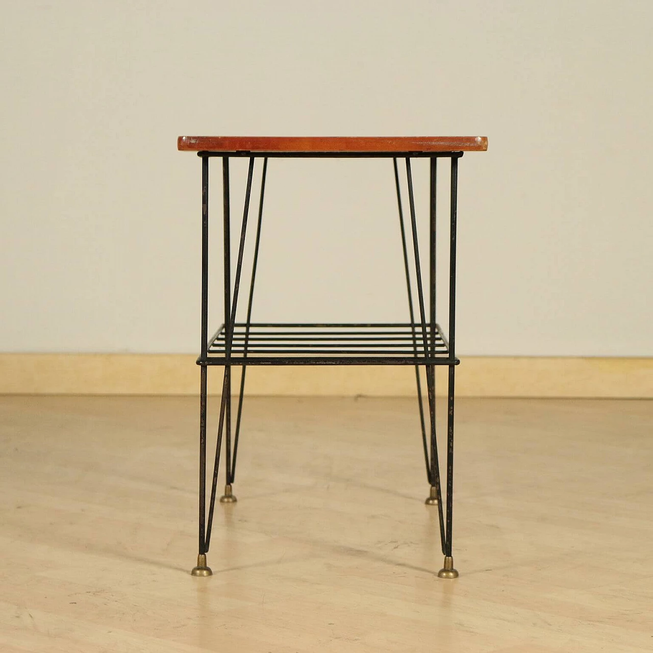 Tavolino in mogano e metallo, anni '60 1233416