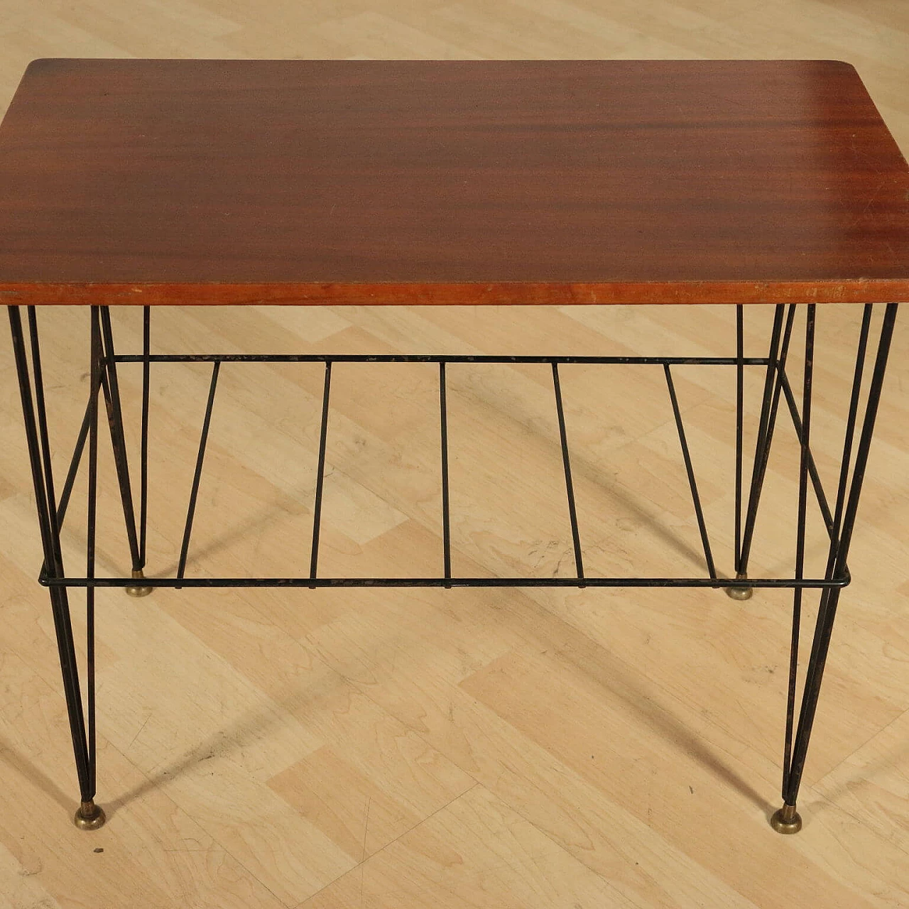 Coffee table in mahogany and metal, 60s 1233417