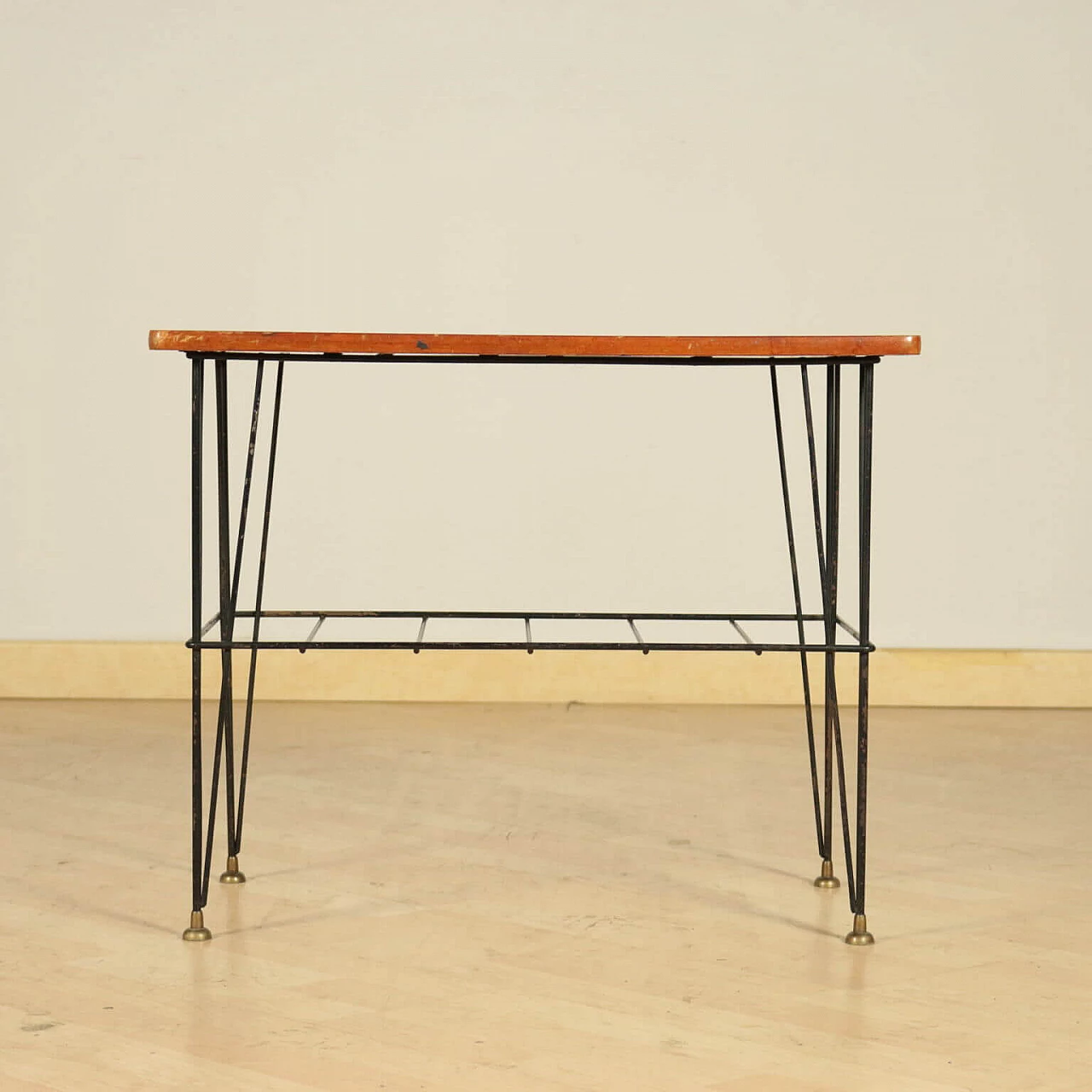 Coffee table in mahogany and metal, 60s 1233422