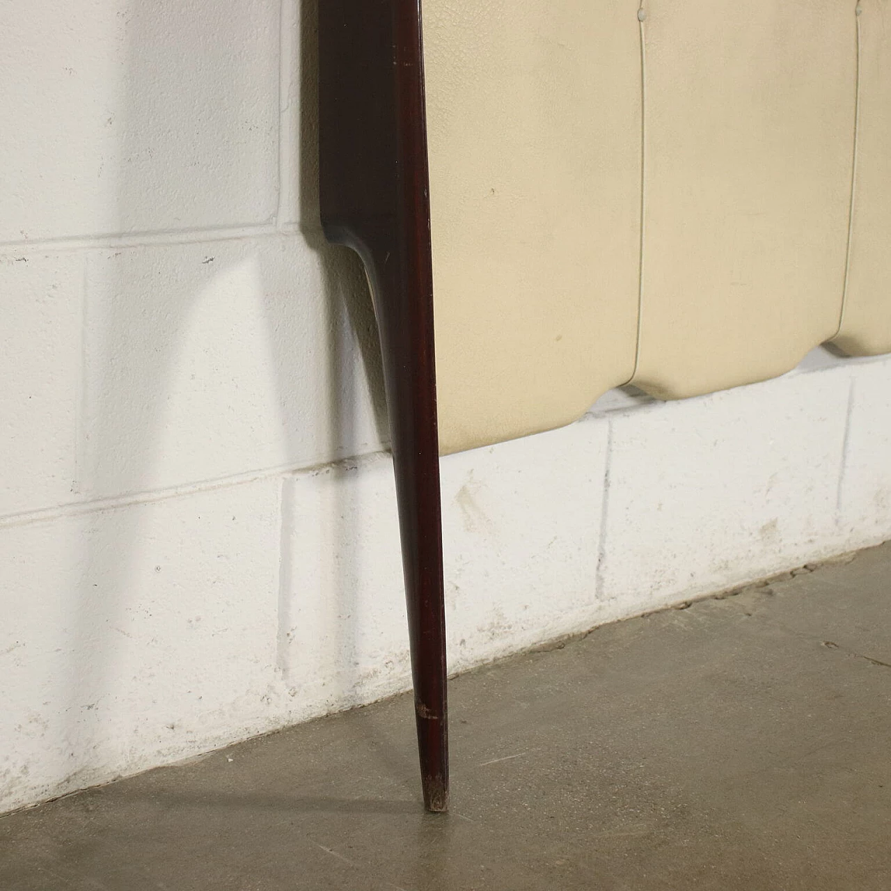 Coat stand in wood, brass, skai and glass, 50s 1233437