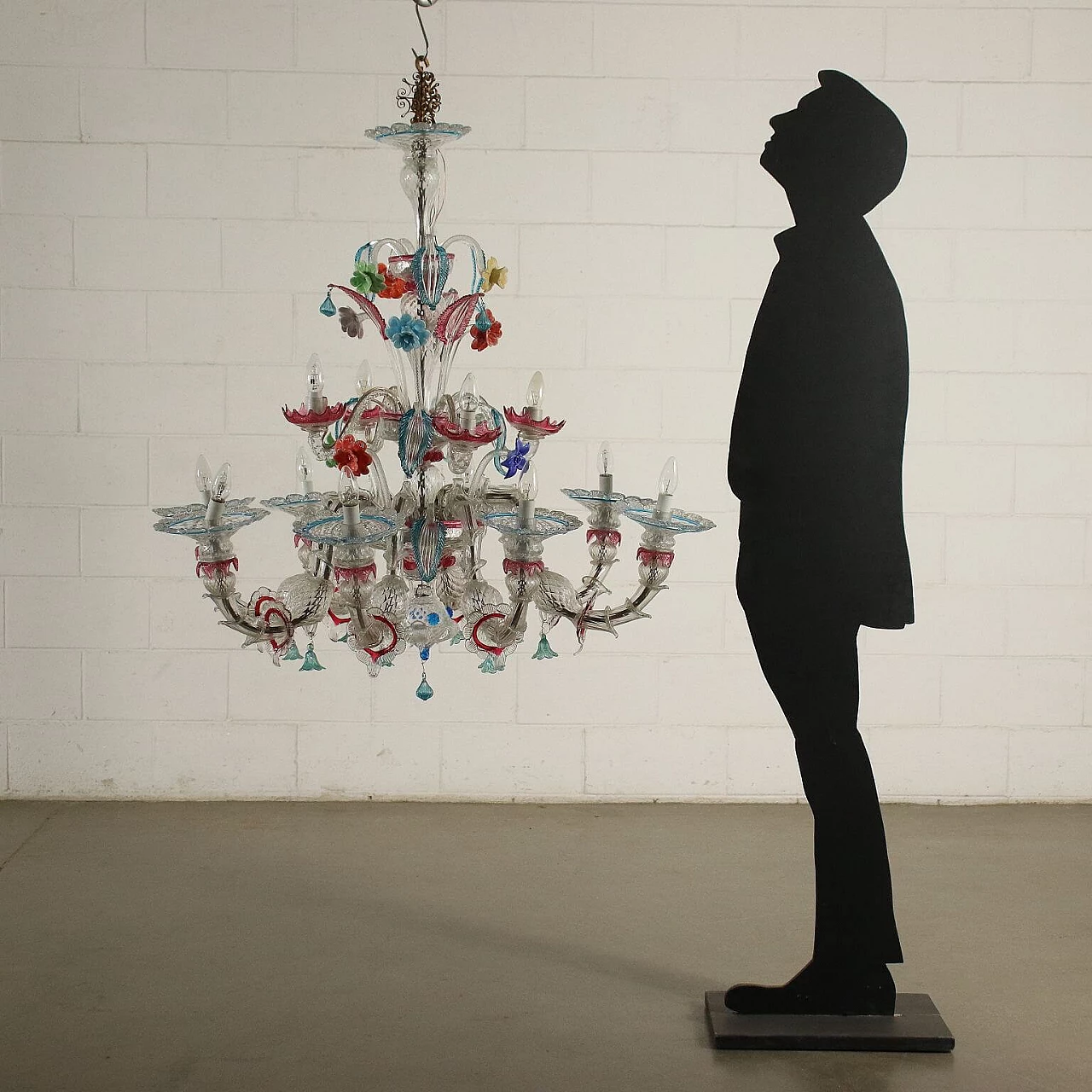 Coppia di lampadari in vetro di Murano soffiato, anni '40 1233452