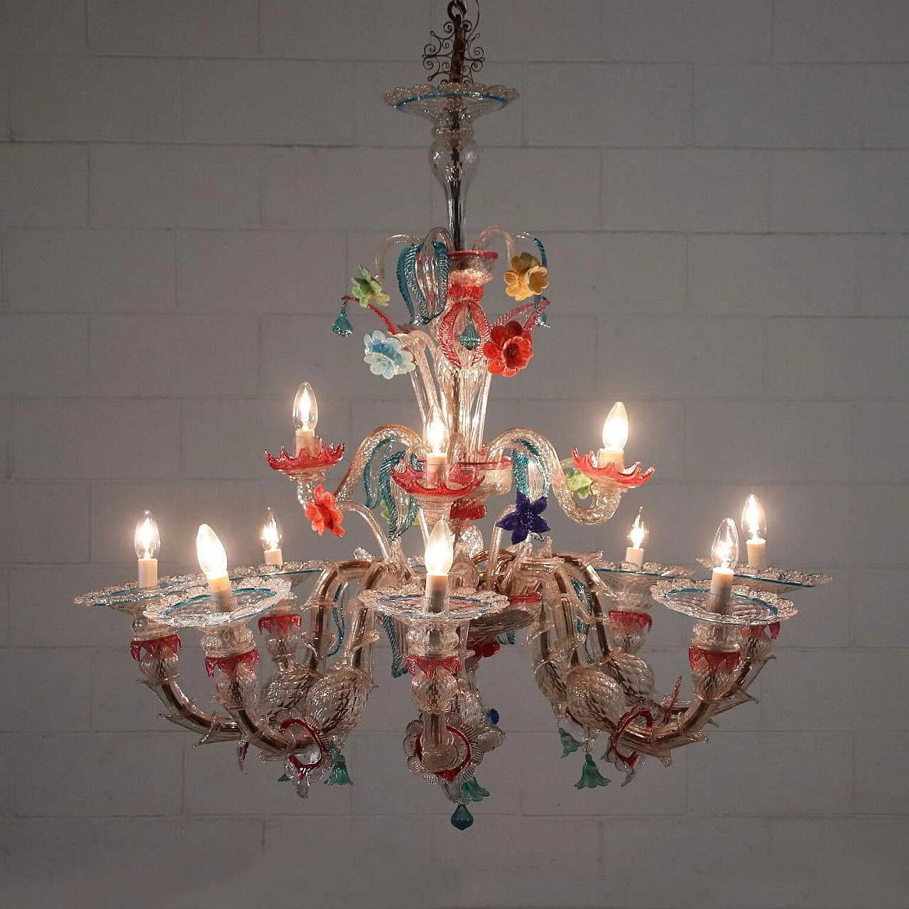 Pair of chandelier in blown Murano glass, 40s 1233453