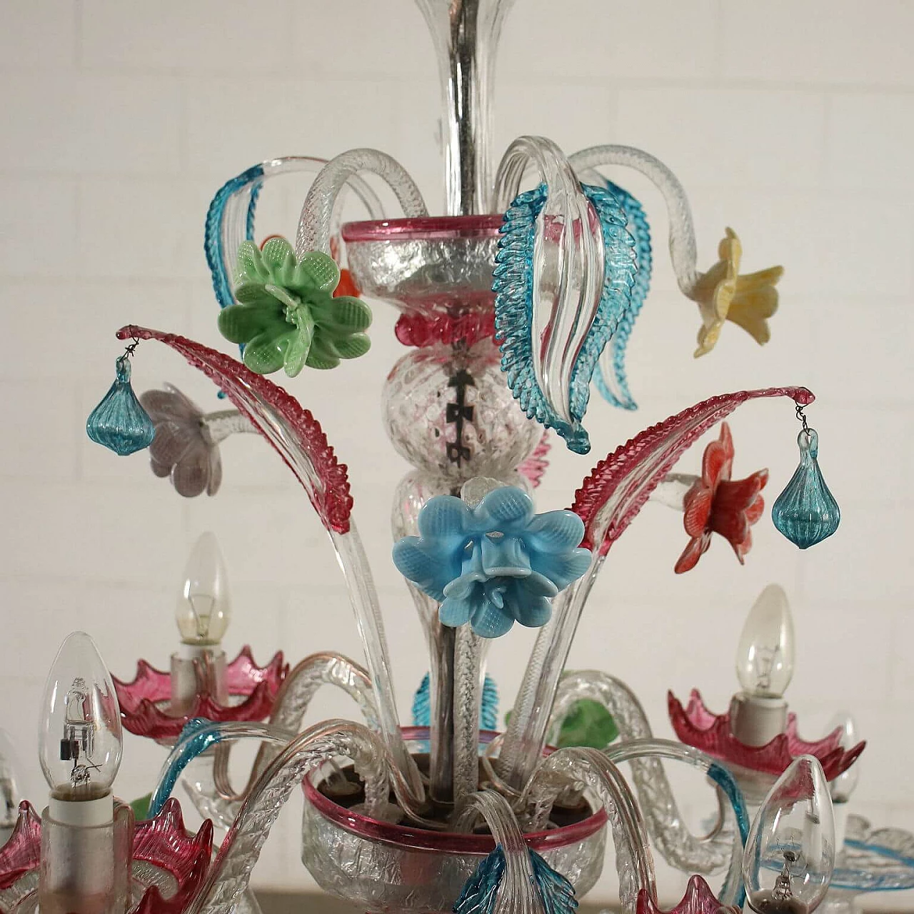 Coppia di lampadari in vetro di Murano soffiato, anni '40 1233456