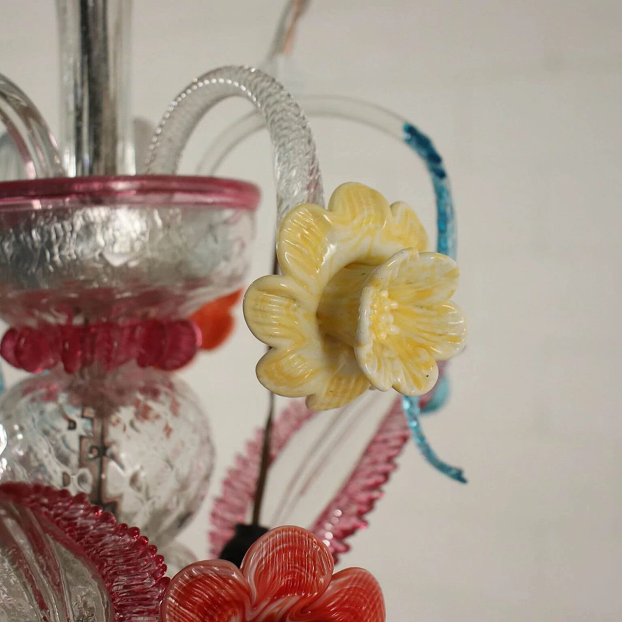 Coppia di lampadari in vetro di Murano soffiato, anni '40 1233458