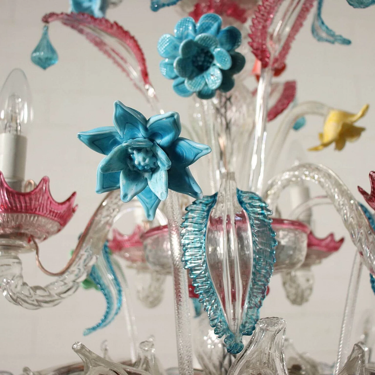 Coppia di lampadari in vetro di Murano soffiato, anni '40 1233459