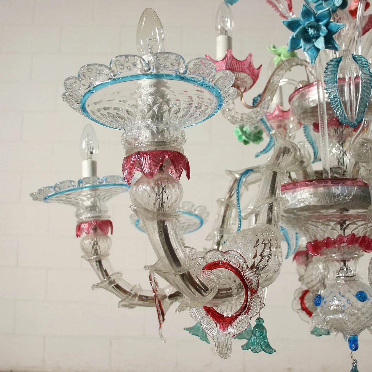 Pair of chandelier in blown Murano glass, 40s 1233461