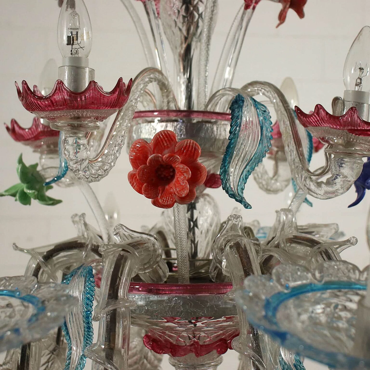 Pair of chandelier in blown Murano glass, 40s 1233462