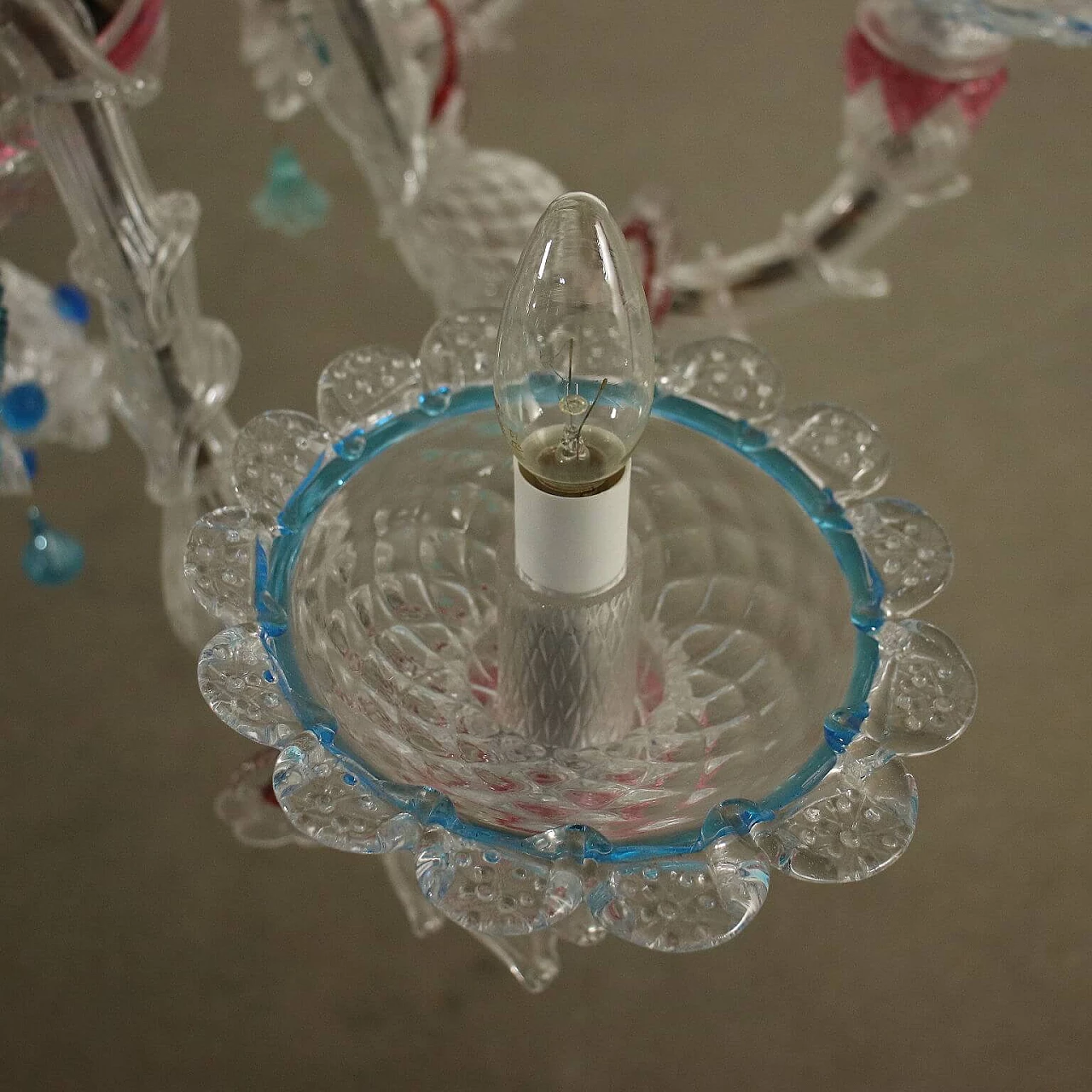 Coppia di lampadari in vetro di Murano soffiato, anni '40 1233463