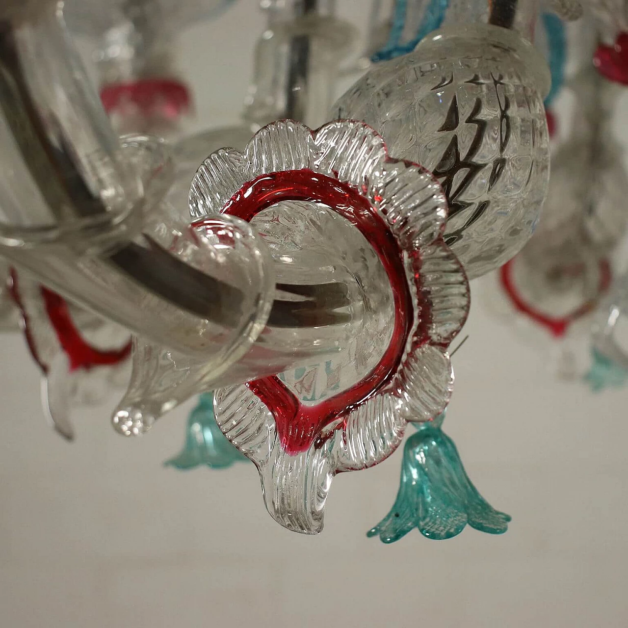 Pair of chandelier in blown Murano glass, 40s 1233464