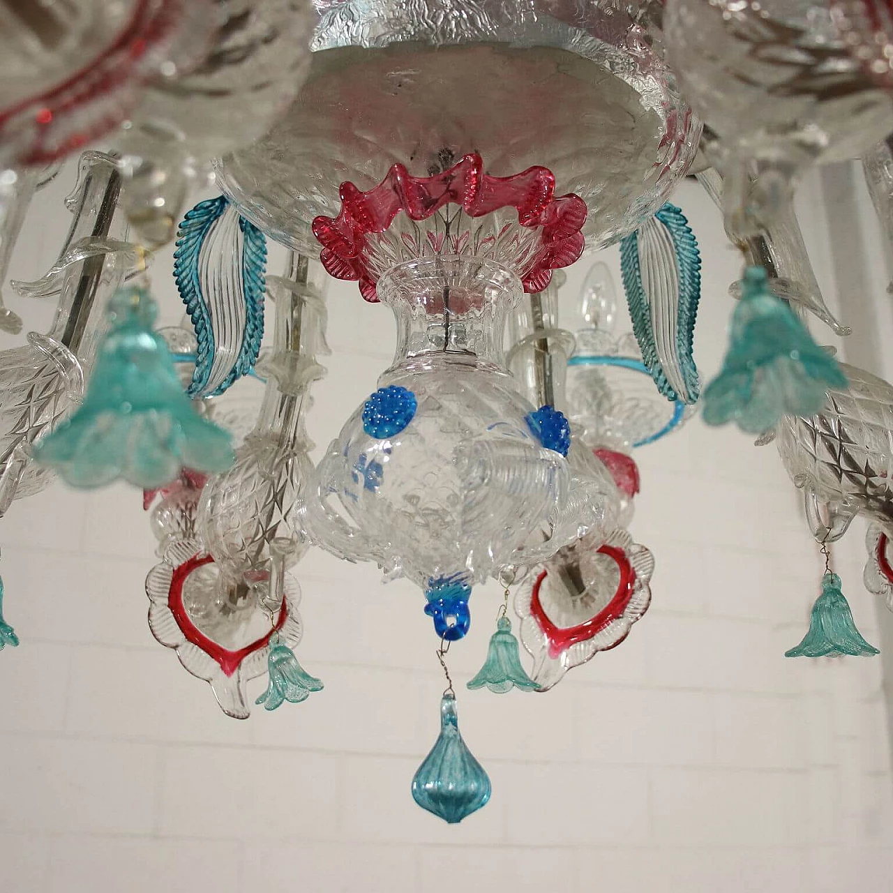 Coppia di lampadari in vetro di Murano soffiato, anni '40 1233465