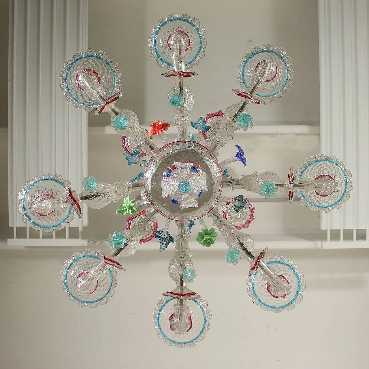 Pair of chandelier in blown Murano glass, 40s 1233466
