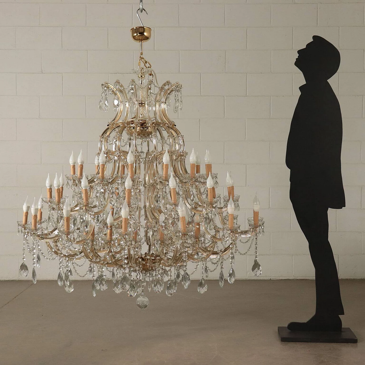 Chandelier in Maria Teresa style with 56 lights in glass, 30s 1233469