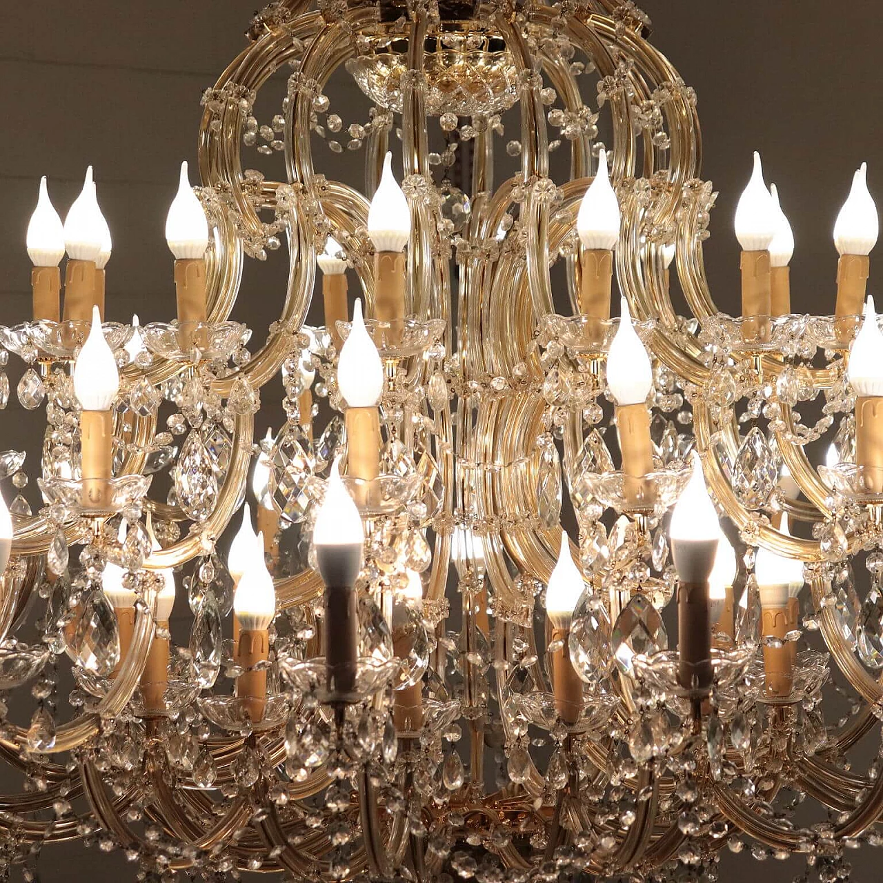 Chandelier in Maria Teresa style with 56 lights in glass, 30s 1233471