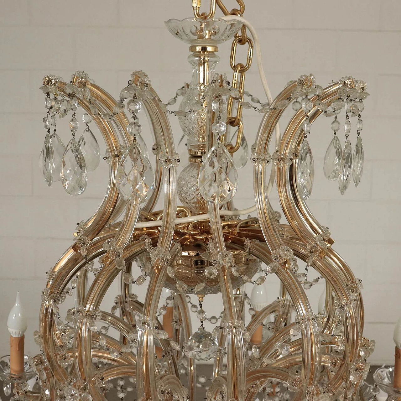 Chandelier in Maria Teresa style with 56 lights in glass, 30s 1233473