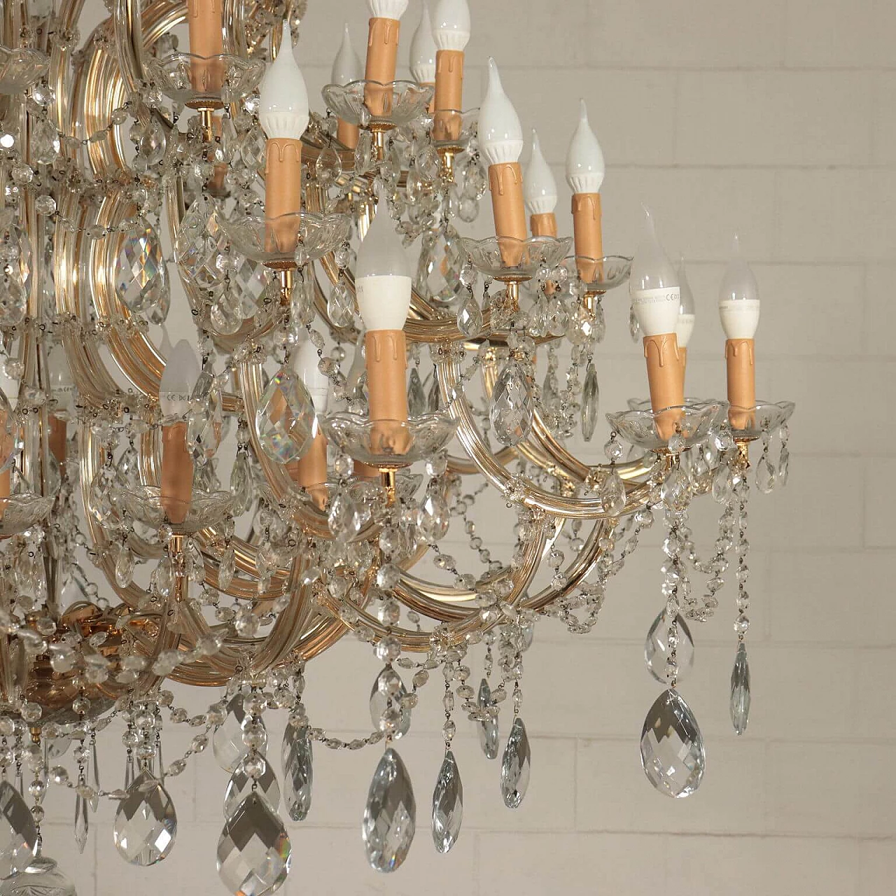 Chandelier in Maria Teresa style with 56 lights in glass, 30s 1233476
