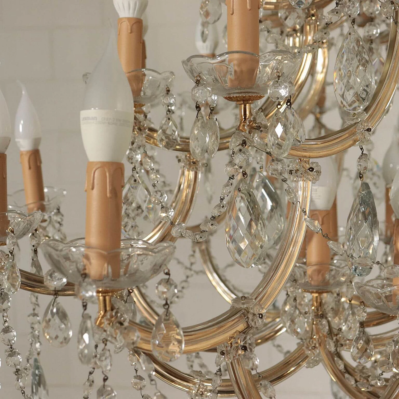 Chandelier in Maria Teresa style with 56 lights in glass, 30s 1233477