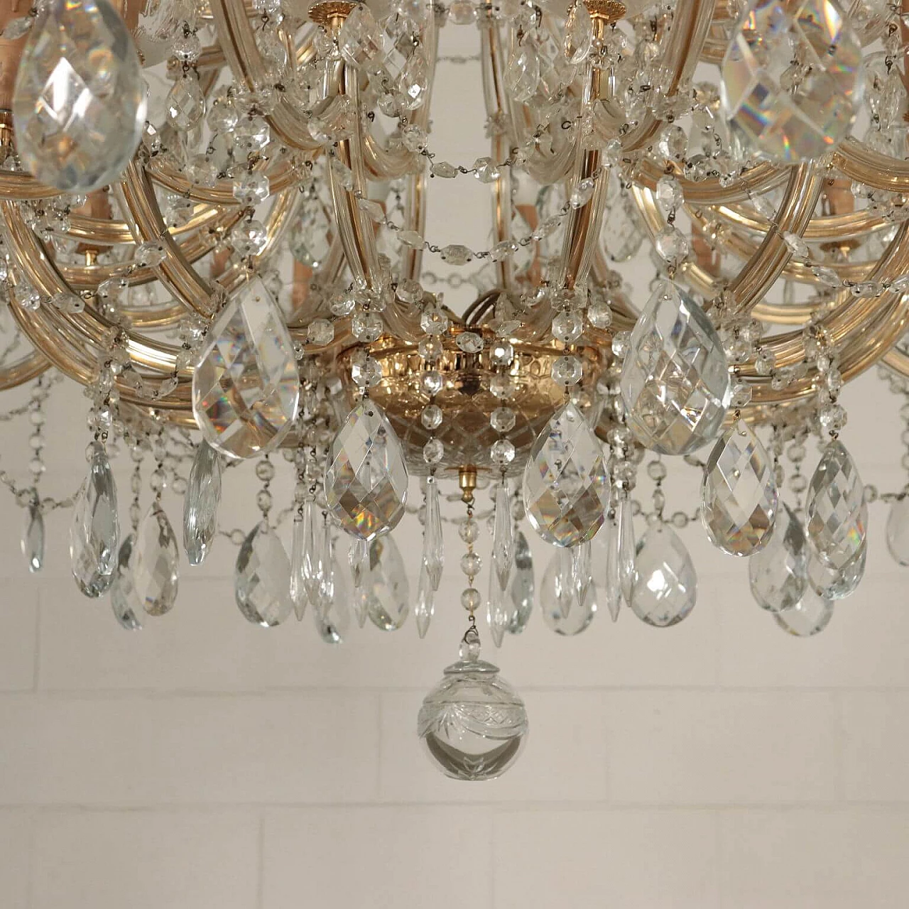Chandelier in Maria Teresa style with 56 lights in glass, 30s 1233478