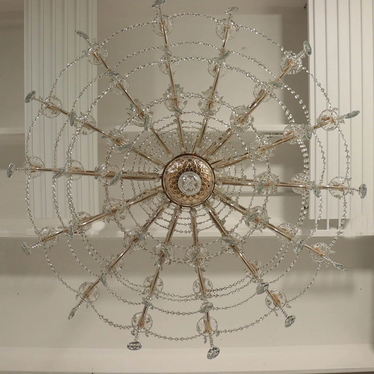 Chandelier in Maria Teresa style with 56 lights in glass, 30s 1233480