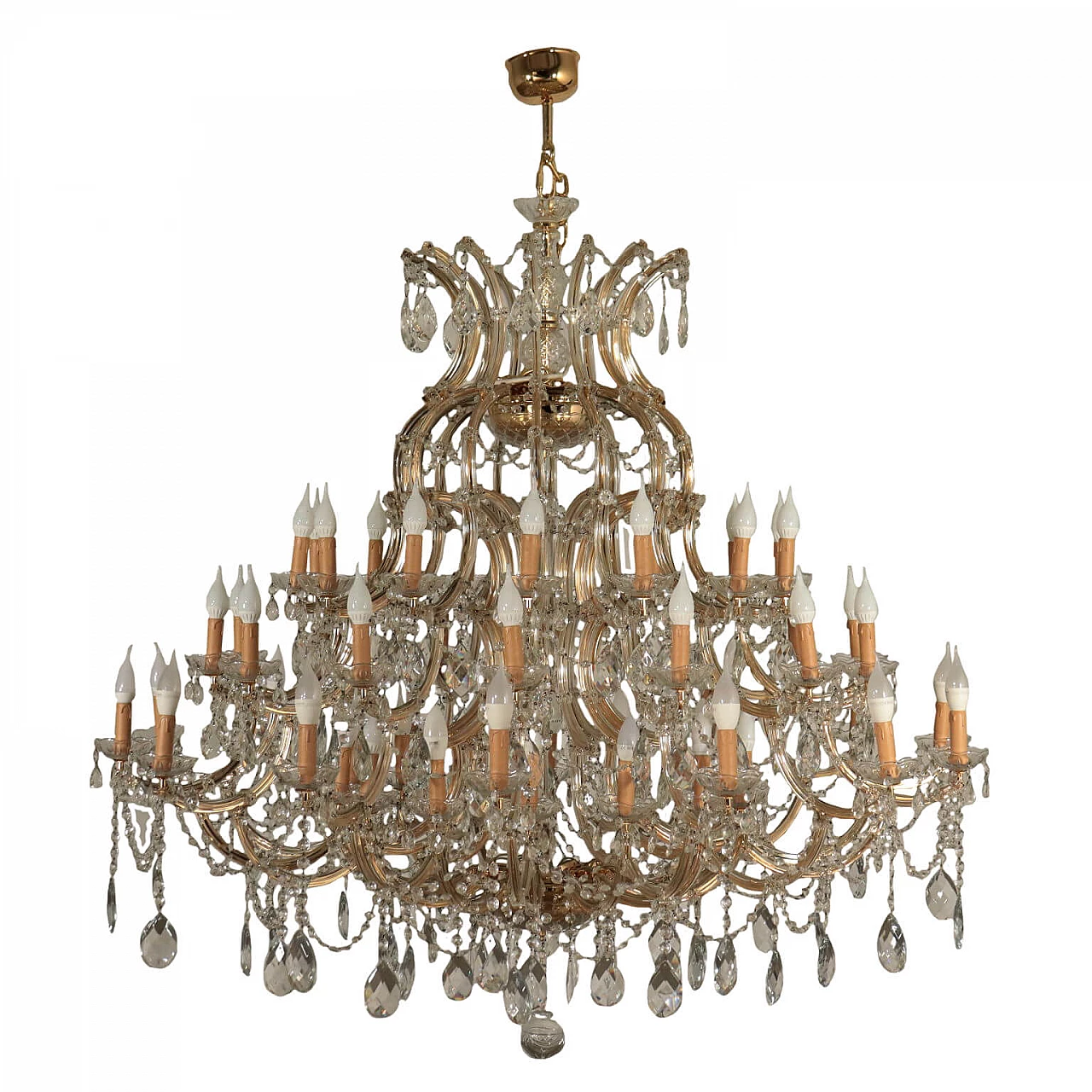 Chandelier in Maria Teresa style with 56 lights in glass, 30s 1233482