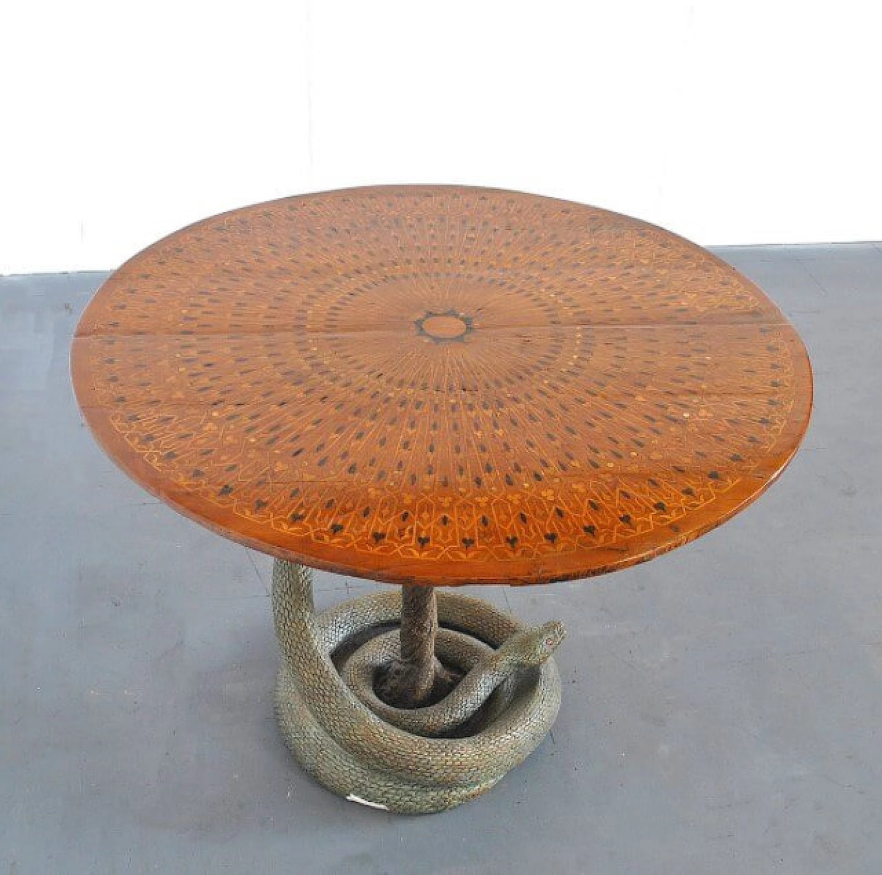 Game table with plaster sculpture of a python, 50s 1233739