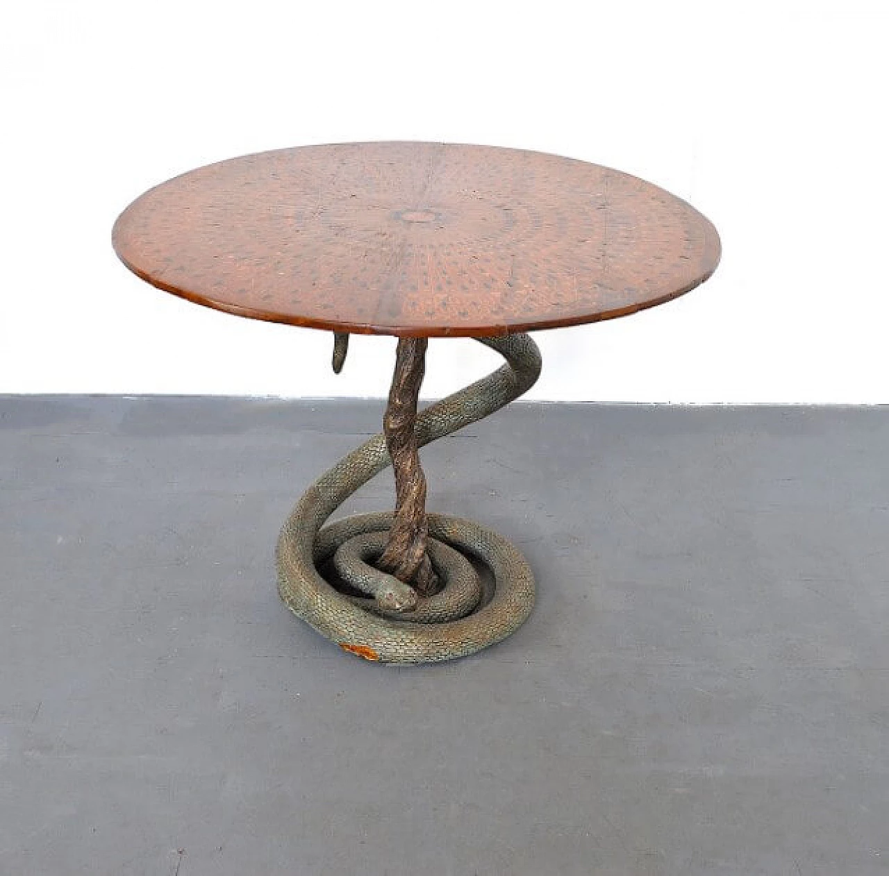 Game table with plaster sculpture of a python, 50s 1233744