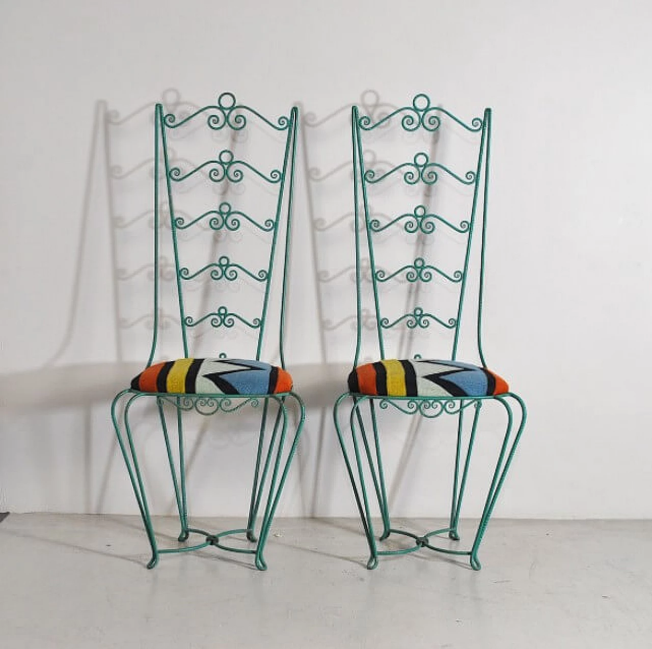 Pair of Chiavari chairs in wrought iron, 60s 1233902