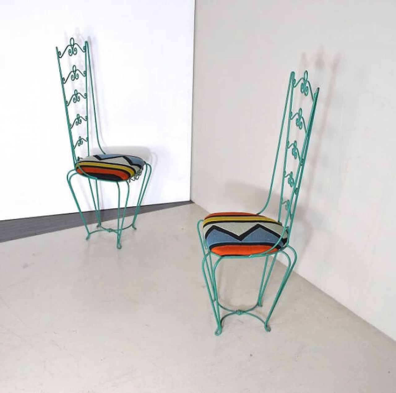 Pair of Chiavari chairs in wrought iron, 60s 1233905