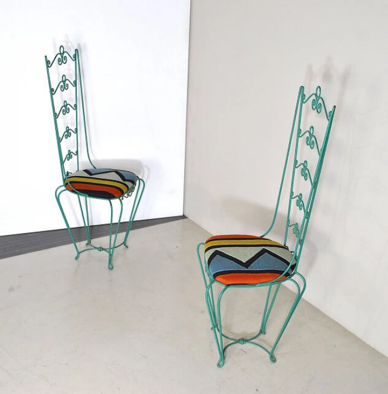 Pair of Chiavari chairs in wrought iron, 60s 1233906